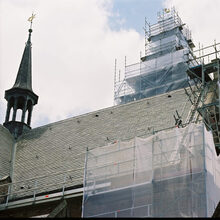 Kerktoren-Utrecht-ladder-dak-kopgevel-haan-beveiliging